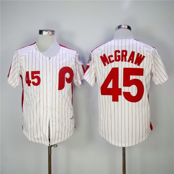 Men Philadelphia Phillies 45 Mcgraw Red 1983 Throwback Zipper Edition MLB Jerseys